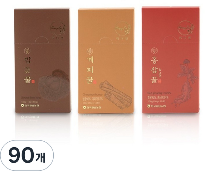 [농협] 허니젠 스틱 꿀 선물세트 (3종), 90개, 10g