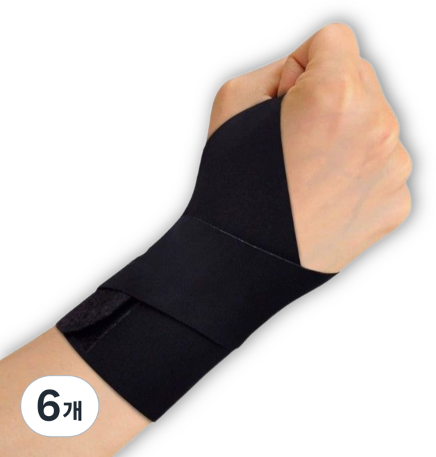 스타일트리 편안한 고정력 고탄력 슬림 듀얼 손목 보호대, 블랙, 6개