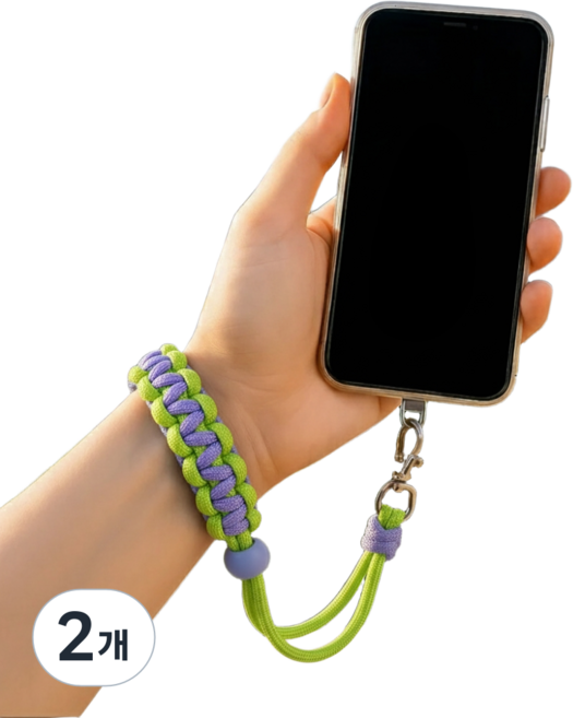 잉글리쉬베이 휴대폰 도난방지 손목 스트랩 1P, 2개, 라임