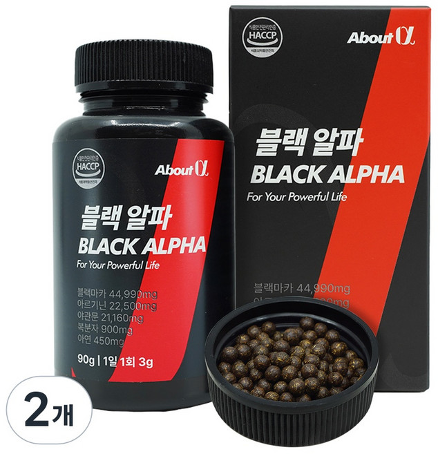 어바웃알파 블랙알파 남성 정력 영양제 장어22배+굴33배 활력 아르기닌 블랙마카 복분자 야관문 아연, 2개, 90g