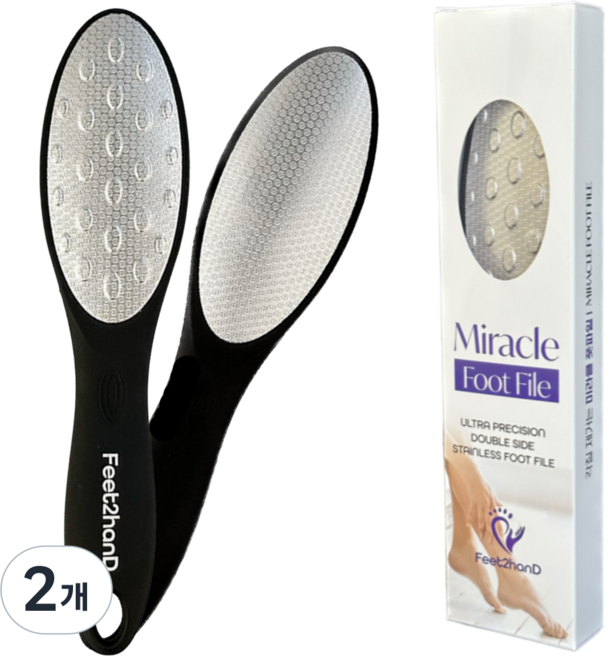 핏투핸드 미라클 양면 스텐 풋파일 발각질 제거기, 2개, 1개입