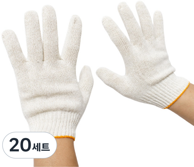 민토리 국산 여성용 35G S사이즈 면장갑 목장갑 세탁가능 오래쓰는 소량, 화이트, 20세트
