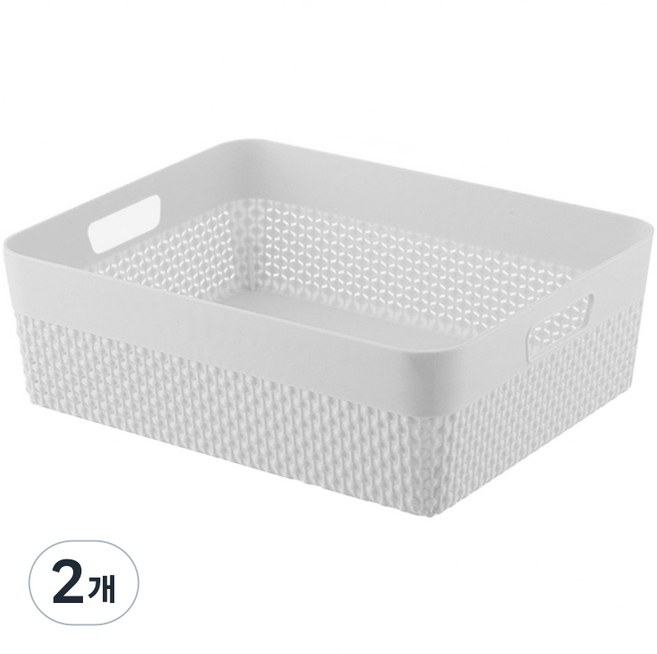 캄핏 낮은 사각 수납 바구니 수납함, 그레이, 2개