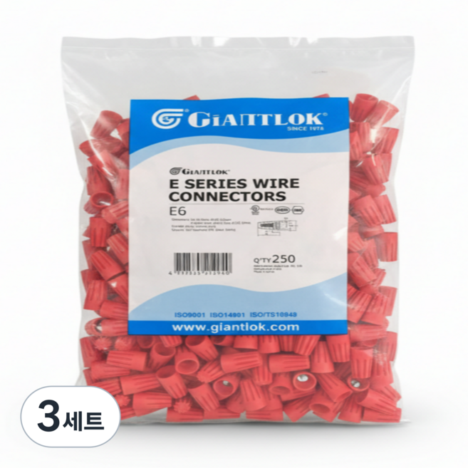 다올ETS 와이어커넥터 스크류커넥터 E6 적색 1.0SQ~6.0SQ 자이안트록, 3세트