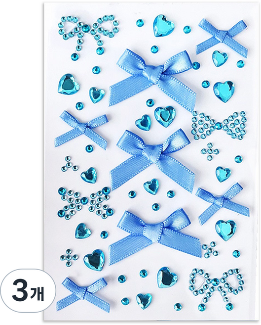 다락301 스티커 페이스 반짝이 페스티벌 파티 워터밤 메이크업 큐빅 얼굴스티커, 3개, 12 블루리본