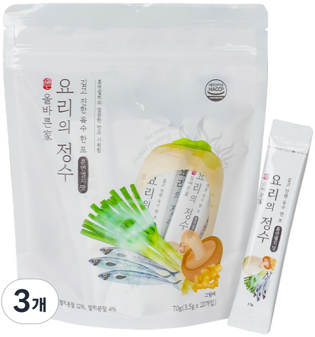 올바른가 요리의정수 스틱 분말육수 훈연멸치맛 20개입 1팩, 3개, 70g