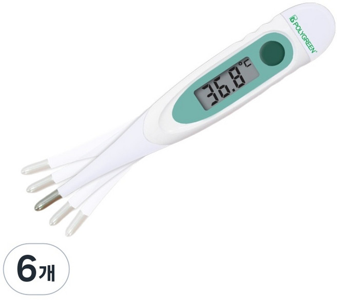 겨드랑이체온계 액와체온계 수은 대용 약국 신생아 아기, 플랙서블팁-60초, 6개