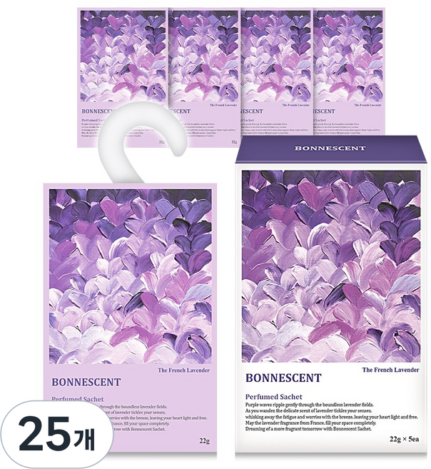 보네센트 샤쉐 옷장 방향제 더프렌치라벤더, 22g, 25개