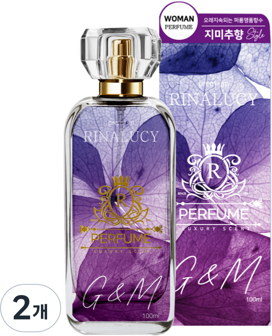 리나루시 퍼퓸 고농축 프리미엄 지앤미 향수, 2개, 100ml