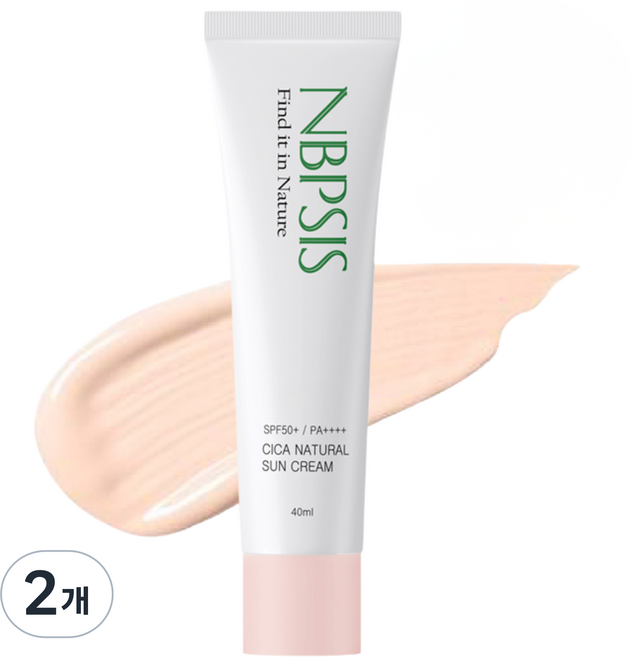 엔비피시스 천연유래성분 94% 톤업선크림 SPA50+ PA++++ 무기자차 시카 자외선차단제, 오리지널, 2개, 40ml