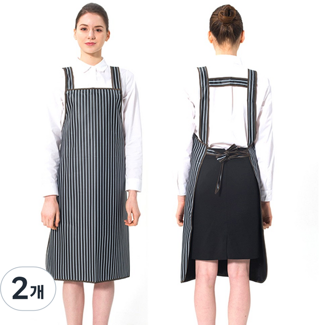 매쉬 줄무늬 H형 방수 앞치마 (중), 검정색(PO-3030), 2개