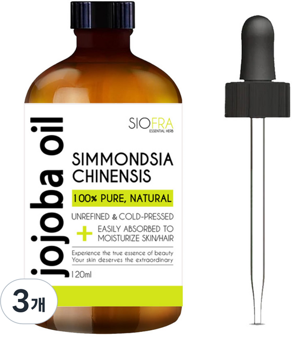 시오프라 퓨어 호호바 오일 100%, 120ml, 3개