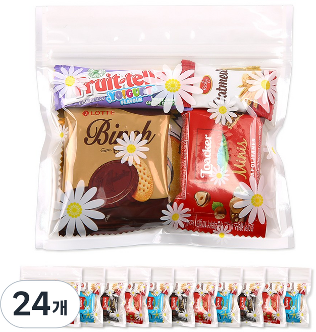 미니 소포장 과자 답례품 세트 간식 꾸러미, 24개, 5종
