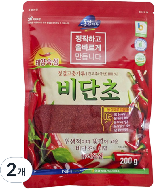 영월농협 동강마루 청결 고춧가루 비단초, 2개, 200g
