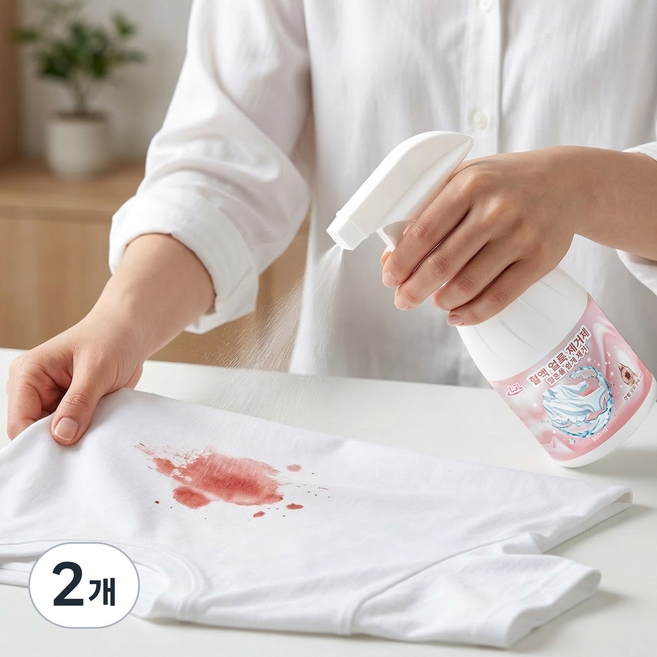 LJL 혈흔제거제 생리 중 피 얼룩 땀 얼룩 제거 피얼룩 단백질 얼룩 분비물 찌든때 제거, 2개, 350ml