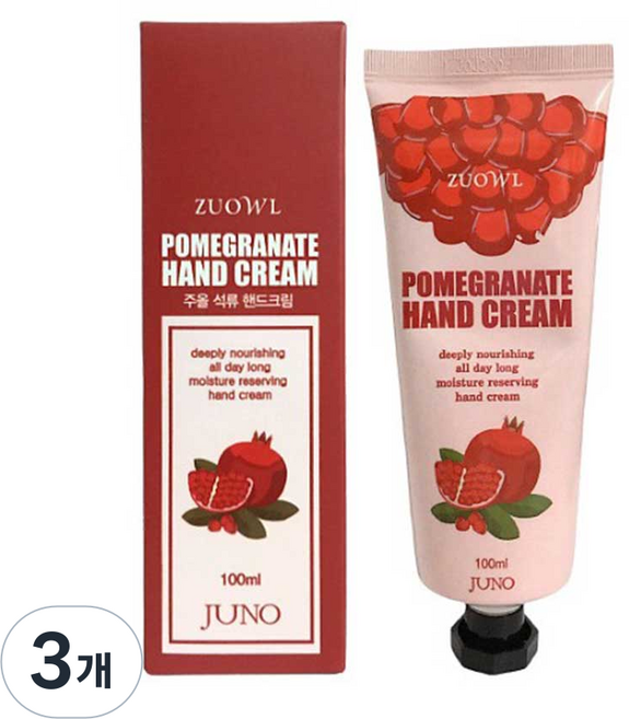 주올 석류핸드크림 촉촉한 고보습 석류향 핸드로션, 3개, 100ml