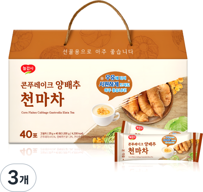 광야식품 콘푸레이크 양배추 천마차, 3개, 40개입, 25g