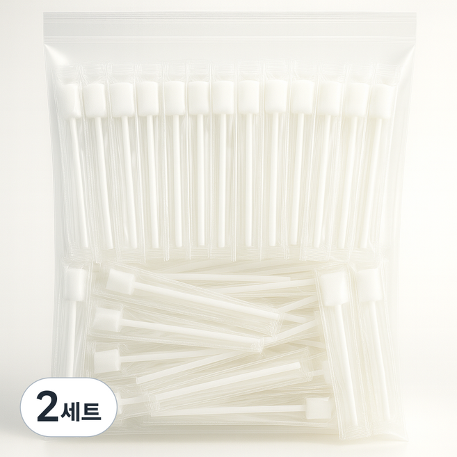 구강 스펀지 칫솔 100개 와상 노인 구강관리 병원/요양병원/간병 환자용, 2세트, 100개입