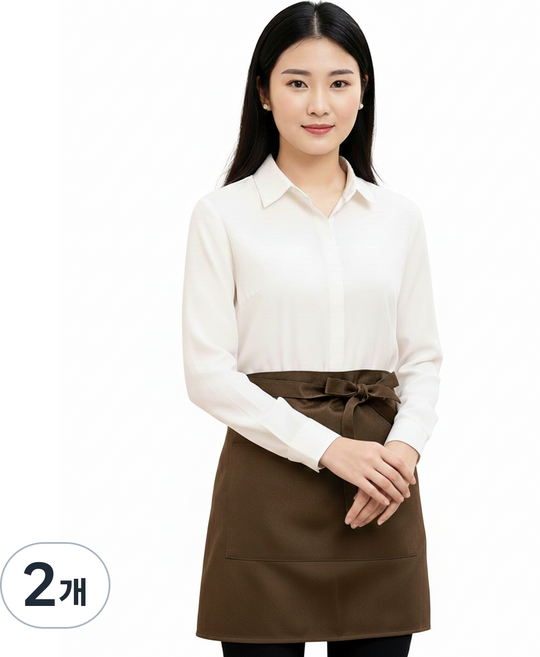 모아룸 방수 식당 카페 주방앞치마, 2개, 브라운