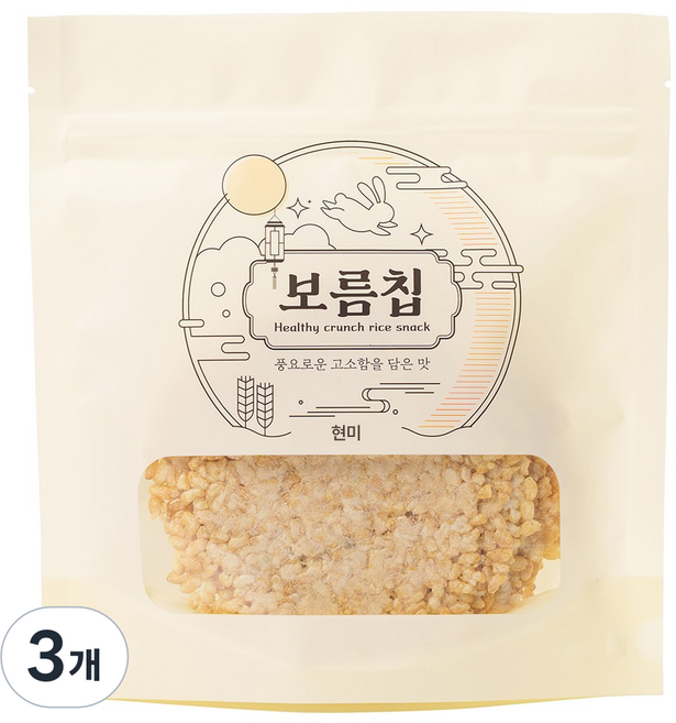 꼬소당 보름칩 국내산 현미 바삭한 누룽지칩, 3개, 100g