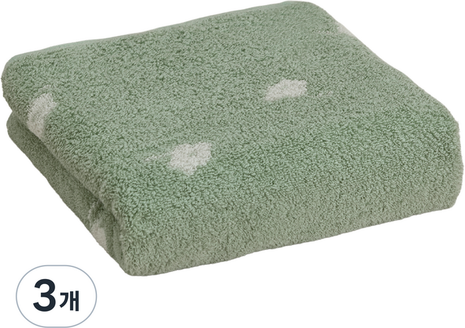 코에르 오가닉 에버닌 그린 타월 40수 코마사, 3개, 플로라(Flora)