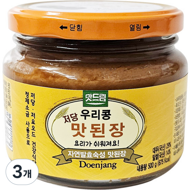 저당 맛 된장, 3개, 500g
