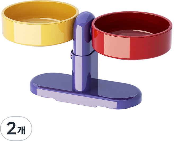 솔바람집 반려동물 컬러 높이조절 식기 5단계 높이 조절 기능, 2개, 퍼플