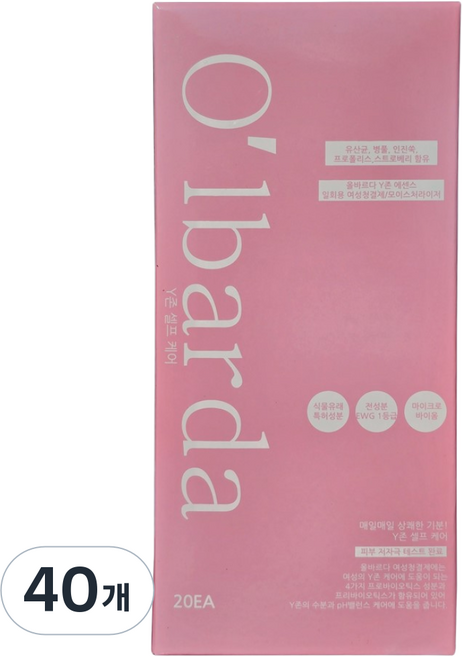 올바르다 여성청결제 Y존 이너케어 에센스젤, 2g, 40개