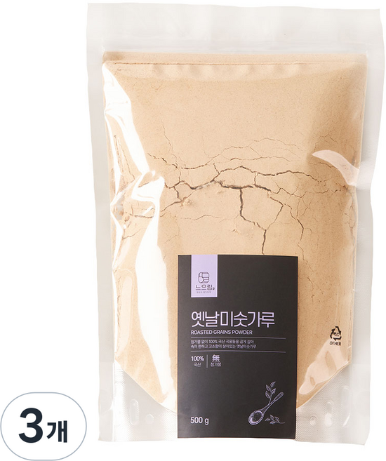 느으림 건강하게 두 번 볶은 국산 옛날미숫가루, 3개, 500g