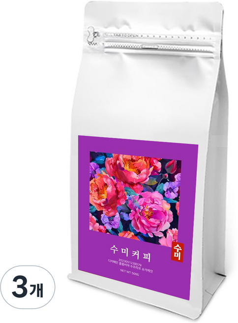 수미커피 에티오피아 아바야 게이샤 G1 내추럴 스페셜티 원두, 500g, 3개, 홀빈(분쇄안함)