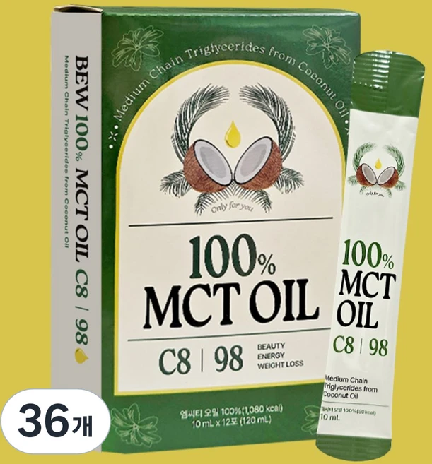MCT오일 코코넛 엠씨티 MCT 오일 다이어트 비건 기름, 36개, 10ml - 쿠팡