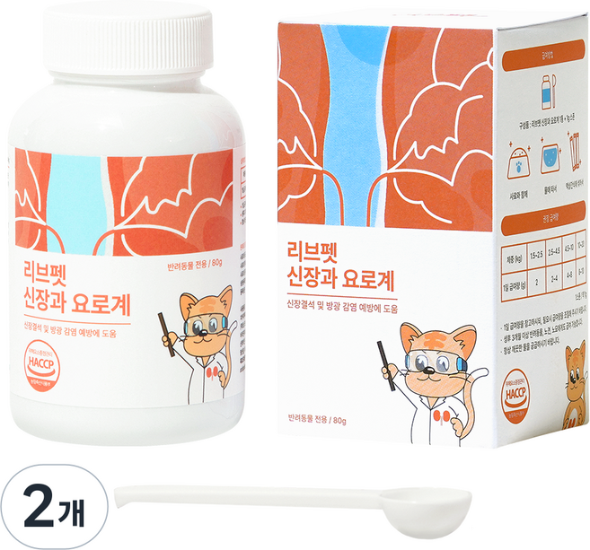 리브펫 신장과요로계 강아지 고양이 영양제 분말형, 80g, 유리너리+결석, 2개