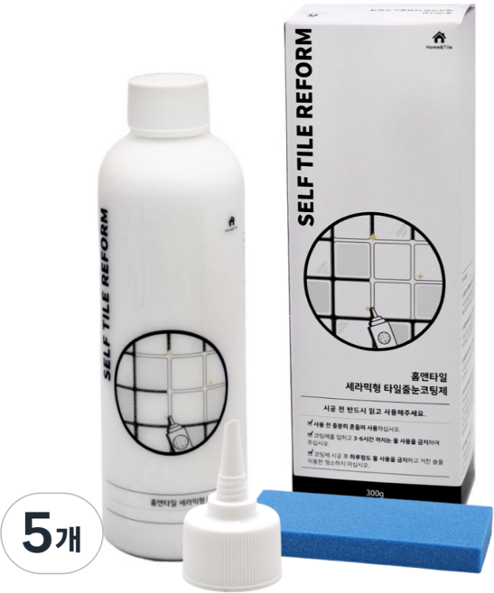 [초간단세라믹형] 줄눈 보수제 욕실 화장실 주방 싱크대 바닥 타일 줄눈 셀프 시공 곰팡이 보수 제거 청소 흰색, 5개