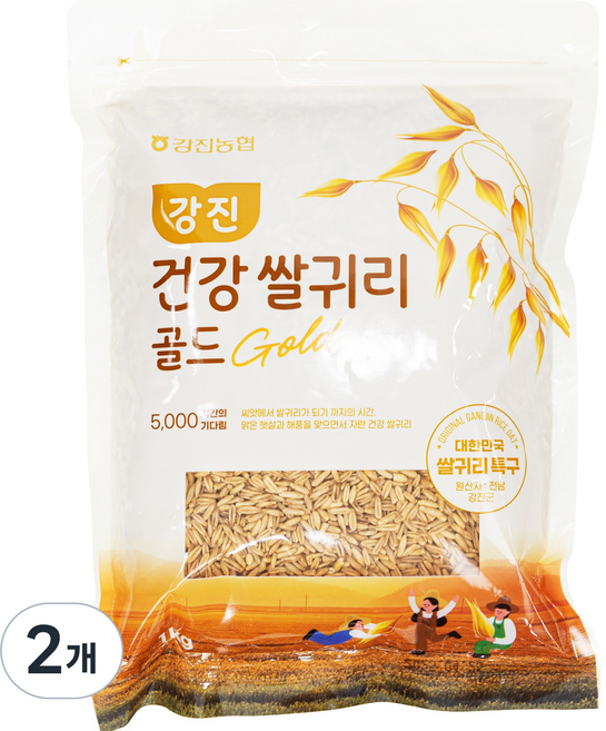 농협 [25년산 햇곡] 대한민국 쌀귀리 특구 강진산 귀리 골드, 2개, 1kg