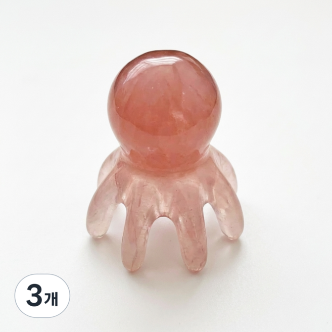 문어 괄사 두피 마사지 경락 지압기, 핑크, 3개