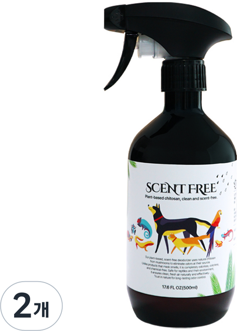 엔제이카멜레온 센트프리 반려동물 탈취제 소동물 파충류 식물성 키토산 안전한 살균 탈취제, 2개, 무색