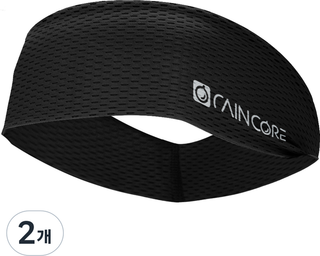 레인코어 메쉬 스포츠 헤어밴드 5가지 컬러 (국내생산) 프리미엄 쿨링 남성 여성 헤드밴드 땀흡수 머리띠 러닝 헬스 등산 축구 테니스, BLACK, 2개