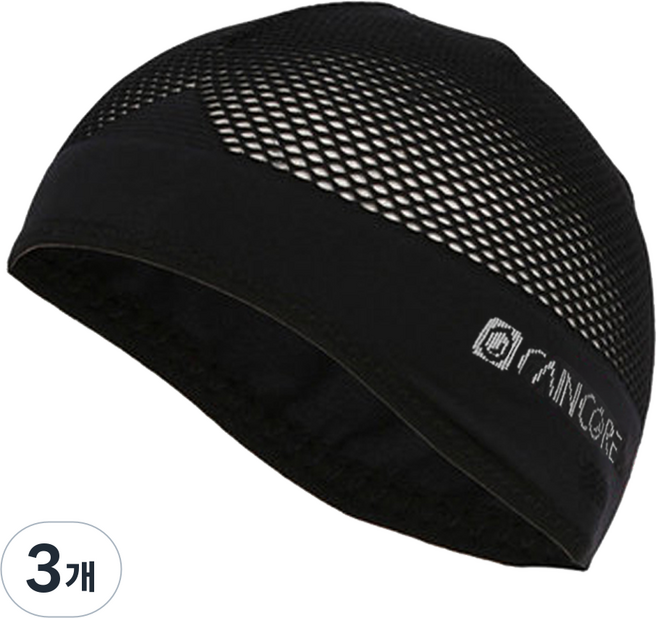 레인코어 쿨링 이너캡 (메쉬) COOL-B1 자전거 오토바이 안전모 속모자 라이딩 두건 사이클모자, 블랙, 3개
