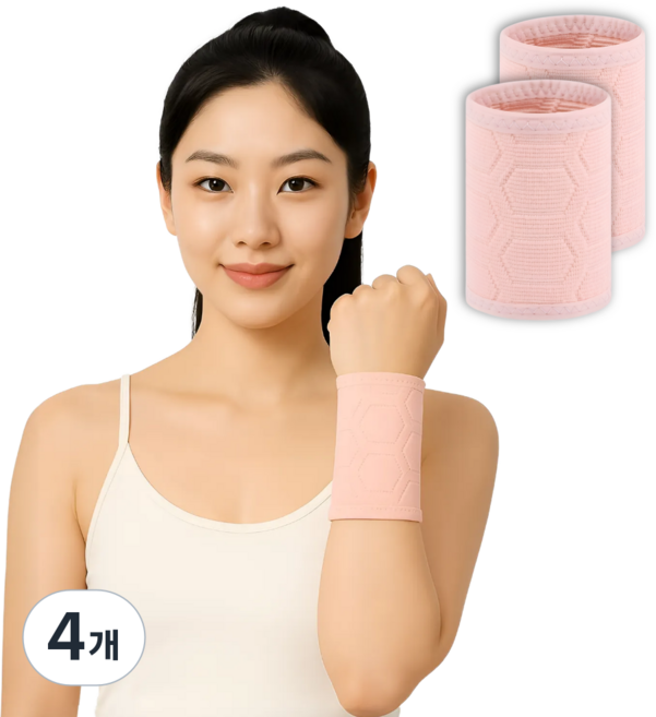 247Products 아이스리스트밴드 ICEwristBAND 아이스 드라이 쿨 슬림 초경량 고탄력 손목보호대, 4개, 분홍색