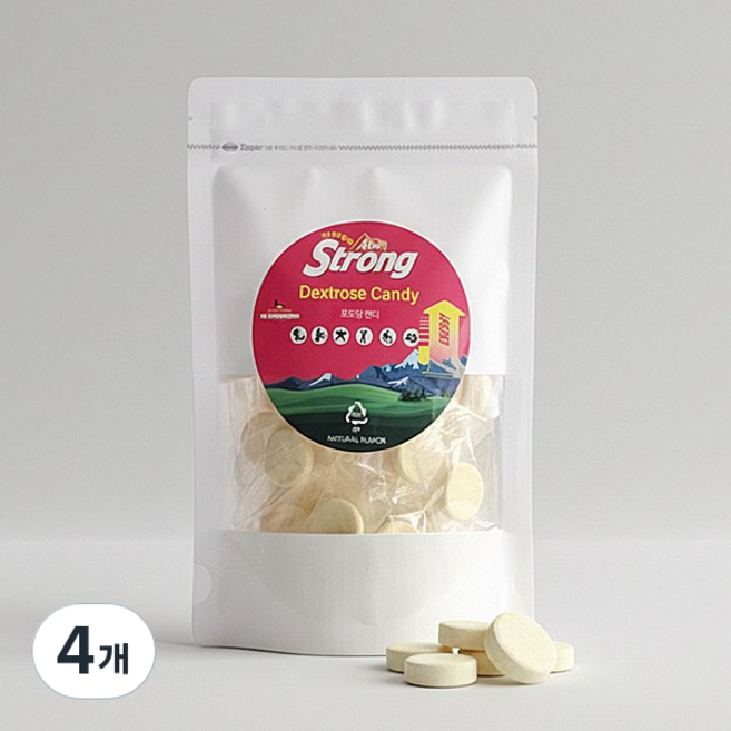 알프스스트롱 스포츠 포도당 에너지 캔디 레몬맛 약50정, 4개, 130g