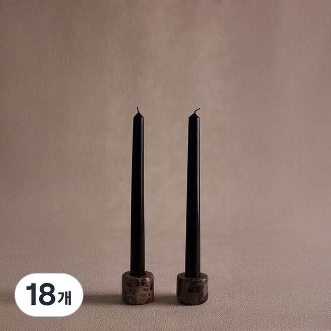 엘캔들 에센셜 컬러 테이퍼 캔들 리얼블랙, 18개, 56g, 무향