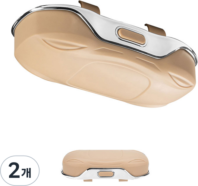 소리울 자동차 안경 거치대 선바이저 고정형 수납 케이스, 2개, 고급형 카키