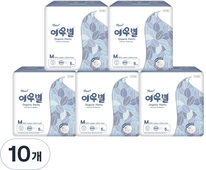 여우별 오가닉 팬티형 생리대, 10개, 5개입, 중형