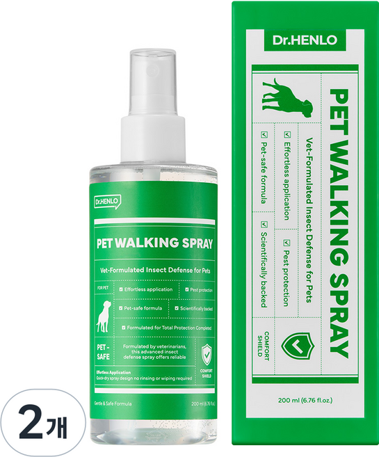 닥터헨로 펫 산책 스프레이 강아지 진드기 해충 방지 산책 안심 미스트 천연 성분, 2개, 200ml, 혼합