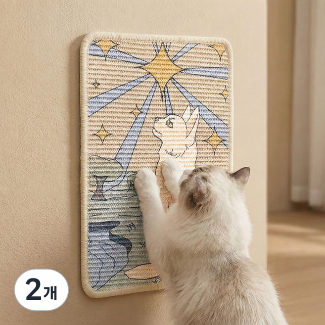마술사 부착형 사이잘삼 고양이 스크래쳐 가구 벽지 보호, 2개, 스타일A