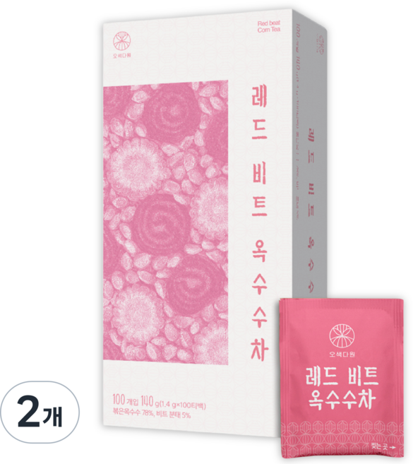 오색다원 레드비트 옥수수차, 2개, 100개입, 1.4g
