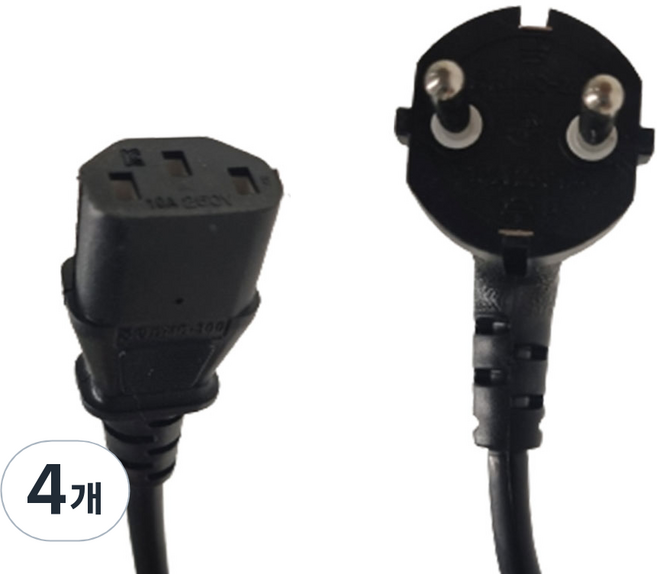 국내생산 컴퓨터 모니터 프린터 전원케이블 AC 220V 1개, 0.75SQ, 4개