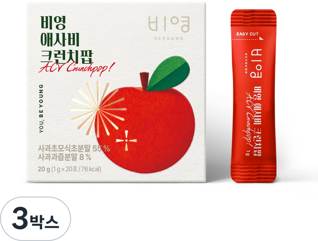 비영 애사비 크런치팝 / 입안에서 톡! / 간식처럼 맛있게 관리해요, 3박스, 20g