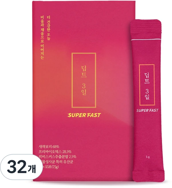 [딥트3일] 붓기완화 수퍼패스트 티tea (붓기완화 & 유산균), 5g, 32개 - 쿠팡