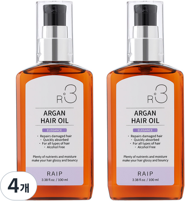라입 R3 아르간 헤어 오일 엘레강스, 100ml, 4개
